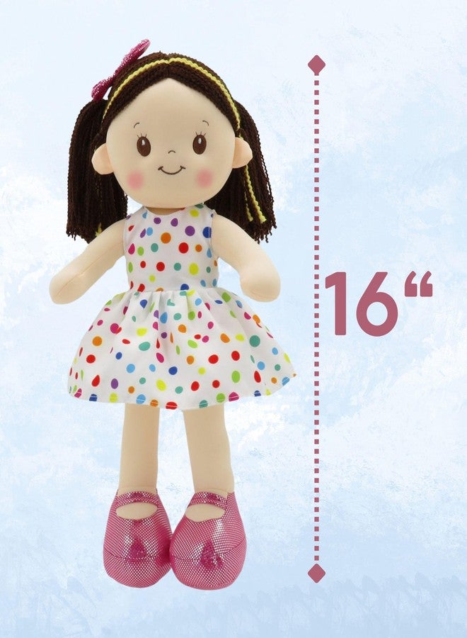 Linzy Toys 16 Inch Colorful Polka Dot Adalyn Soft Plush Rag Doll for Girls - Stuffed Sleeping Cuddle Buddy for Toddlers, Infants, Babies - Cute Hug Doll, Muneca de Trapo para Niña, Toy Gift for Kids - Image 2
